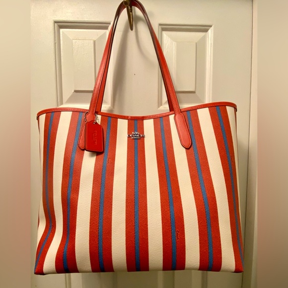 Coach Handbags - NWOT Coach Large city Tote Bag with Striped Print (Sold Out) CT825